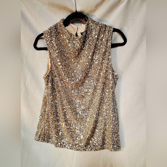Cable & Gauge Tops New Cable Gauge Gold Sequin Sleeveless Top